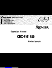 Pioneer CDX-FM12S9 Operation Manual