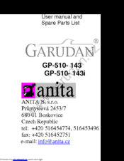 Garudan GP-510-143 User Manual And  Spare Parts List