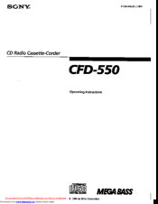 Sony Mega Bass CFD-550 Operating Instructions Manual