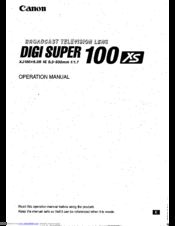 Canon digi super 100 XS Operation Manual