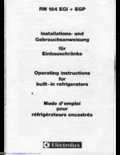 Electrolux RM I84 EGI Operating Instructions Manual
