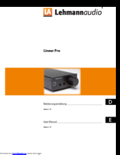 Lehmannaudio LinearPro User Manual