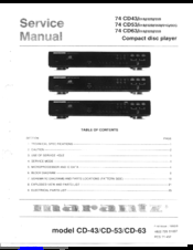 Marantz 74 CD43 Service Manual