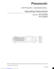 Panasonic PTLC75U - LCD PROJECTOR Operating Instructions Manual