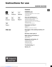 Hotpoint Ariston FMD 823 Instructions For Use Manual