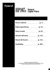 Roland HP107e Owner's Manual