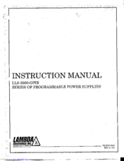 Lambda LLS-3000-GPIB Instruction Manual