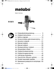 Metabo B 32/3 Original Instructions Manual