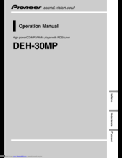 Pioneer DEH-30MP Operation Manual