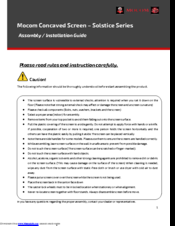 Mocom solstice series Assembly And Installation Manual