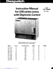 Despatch LDB 1-24BD Instruction Manual