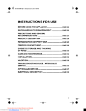 Whirlpool ARC 4330 WH Instructions For Use Manual