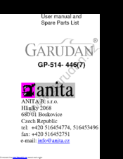 Garudan GP-514-446 User Manual And  Spare Parts List