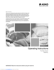 Asko T884XL Operating Instructions Manual