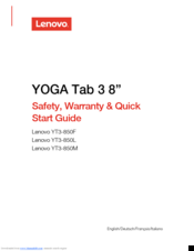 Lenovo YT3-850L Safety, Warranty & Quick Start Manual