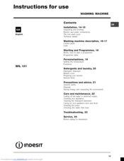 Indesit WL 101 Instructions For Use Manual