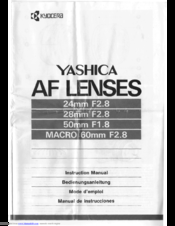 Yashica AF Lenses Instruction Manual