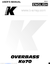 K-Array OVERBASS Ko70 User Manual