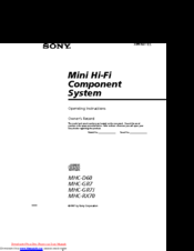 Sony MHC-D60 Operating Instructions Manual