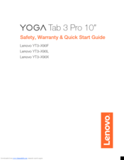 Lenovo Yoga Tab 3 Pro 10 Safety, Warranty & Quick Start Manual