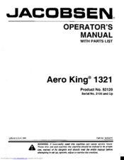 Jacobsen Aero King 1321 Operator's Manual