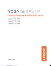 Lenovo Yoga Tablet 3 Pro Safety, Warranty & Quick Start Manual