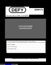DEFY DDW172 Instruction Manual
