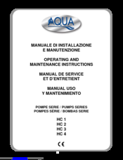 Aqua HC 1 Operating And Maintenance Instructions Manual