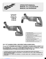 Milwaukee 1109-20 Operator's Manual