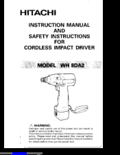 Hitachi WH 8DA2 Instruction Manual And Safety Instructions