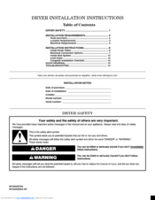 Whirlpool WED9250WH Installation Instructions Manual
