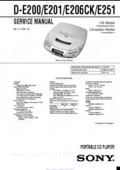 Sony D-E200 Primary Service Manual