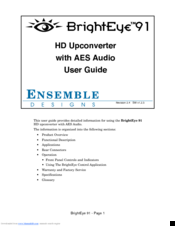 Ensemble Designs Bright Eye 91 User Manual