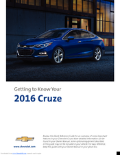 Chevrolet Cruze 2016 Getting To Know Manual