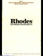Rhodes Suitcase Piano 73 Owner's Manual