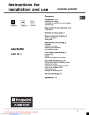 Hotpoint Ariston AQ7L 05 U Instructions For Installation And Use Manual