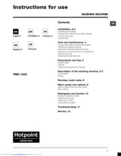Indesit FMG 1023 Instructions For Use Manual