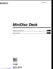 Sony MDS-JB940 Operating Instructions Manual