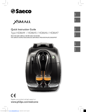 Saeco XSMALL HD8647 Quick Instruction Manual