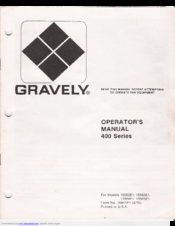 Gravely 400 SERIES Operator's Manual