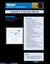 Tekmar tekmarNet 2 Thermostat 529 Installation And Operation Manual