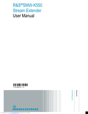 R&S SMW-K550 User Manual