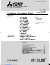 Mitsubishi Electric PLA-RP AA2 Technical Data Book