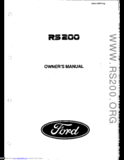 Ford RS200 Owner's Manual
