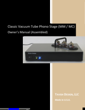Tavish Design Classic Vacuum Tube Phono Stage Owner's Manual