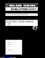 Blue Seal Evolution E56D Installation And Operation Manual