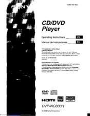 Sony DVP-NCBOOH Operating Instructions Manual