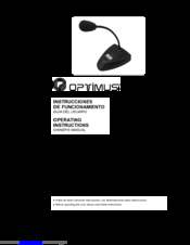 Optimus MD-20 Operating Instructions Manual