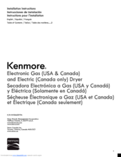 Kenmore W10562379A Installation Instructions Manual