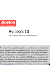 Boston Acoustics Avidea 610 Service Manual